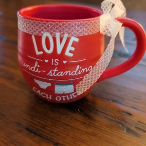 "Love Is Undi-standing Each Other" Red Hallmark Mug